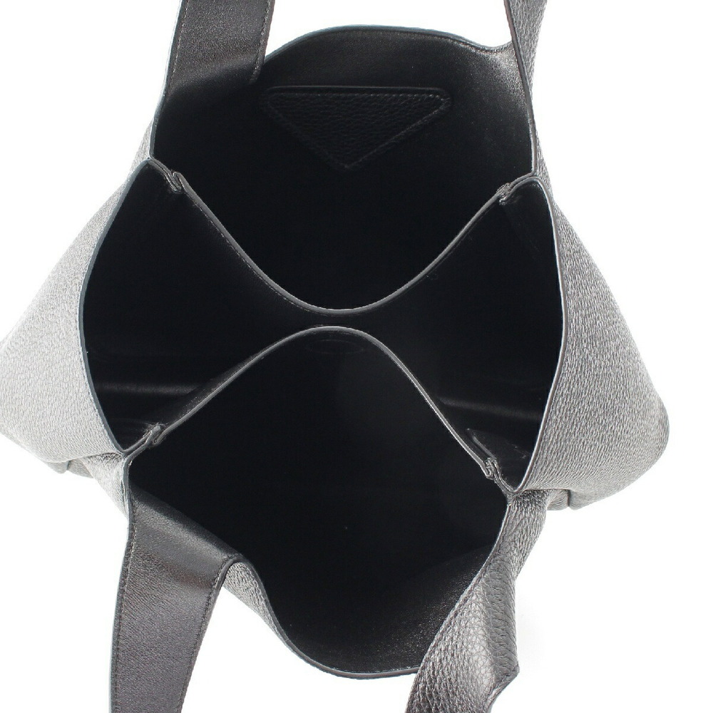 Prada Leather Black Tote Vitello Dino Bag Triangle Soft Logo - Picture 6 of 10